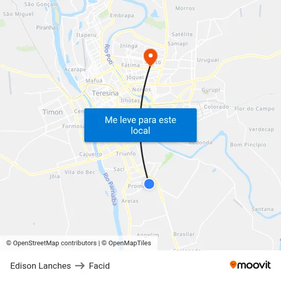 Edison Lanches to Facid map