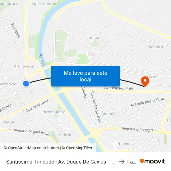Santíssima Trindade | Av. Duque De Caxias - Sentido Bairro to Facid map