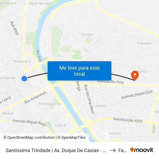 Santíssima Trindade | Av. Duque De Caxias - Sentido Centro to Facid map