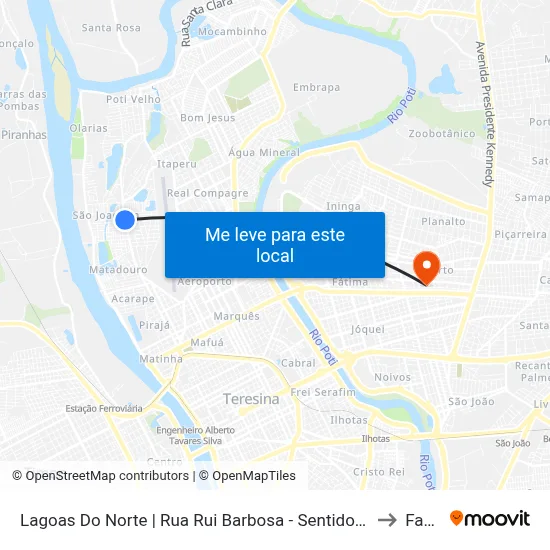 Lagoas Do Norte | Rua Rui Barbosa - Sentido Centro to Facid map