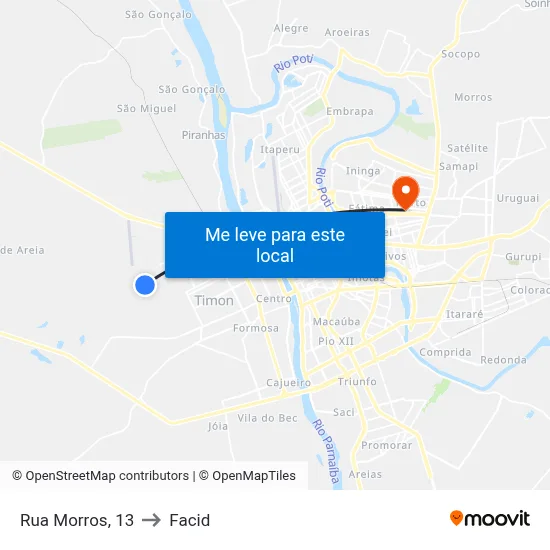 Rua Morros, 13 to Facid map