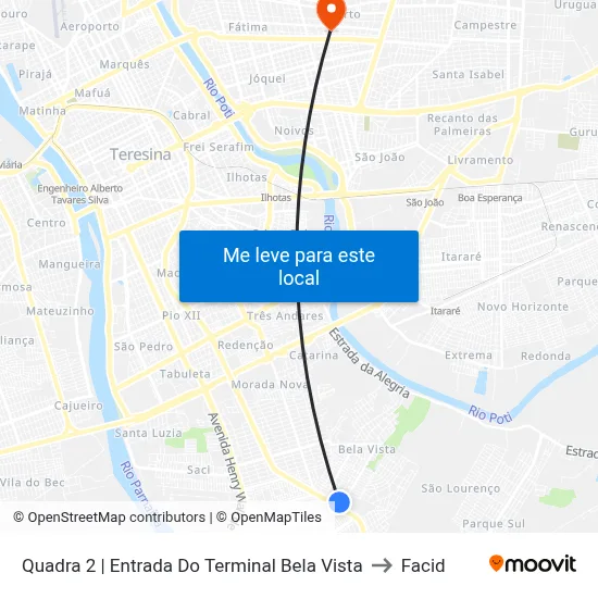 Quadra 2 | Entrada Do Terminal Bela Vista to Facid map