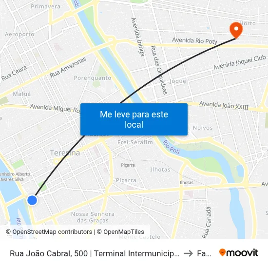 Rua João Cabral, 500 | Terminal Intermunicipal Sul to Facid map