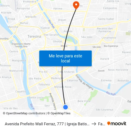 Avenida Prefeito Wall Ferraz, 777 | Igreja Batista Do Parque Piauí to Facid map