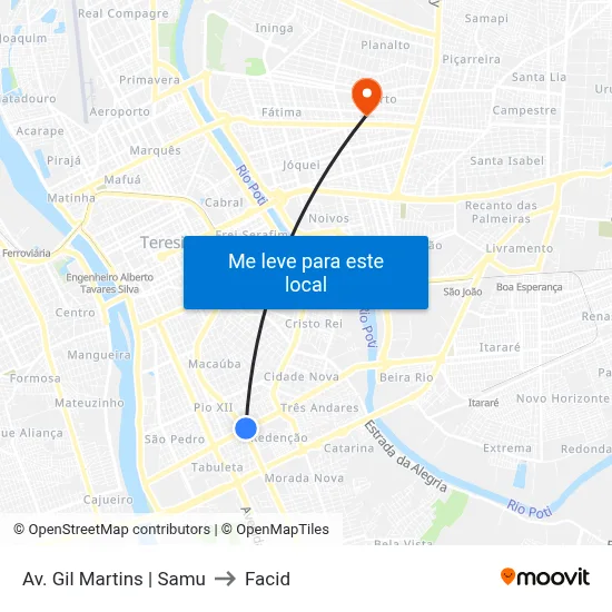 Av. Gil Martins | Samu to Facid map