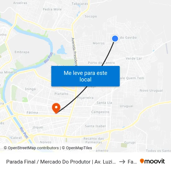 Parada Final / Mercado Do Produtor | Av. Luzia Andrade, 1056 to Facid map