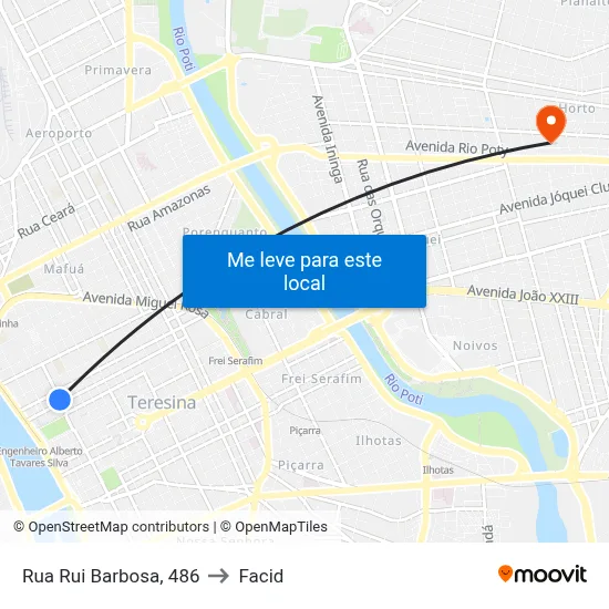 Rua Rui Barbosa, 486 to Facid map
