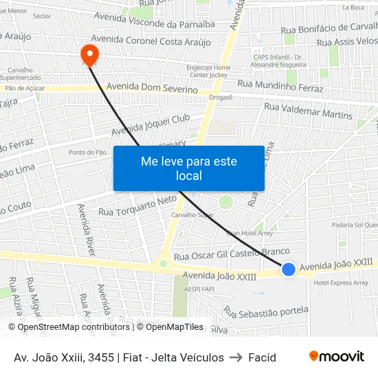 Av. João Xxiii, 3455 | Fiat - Jelta Veículos to Facid map