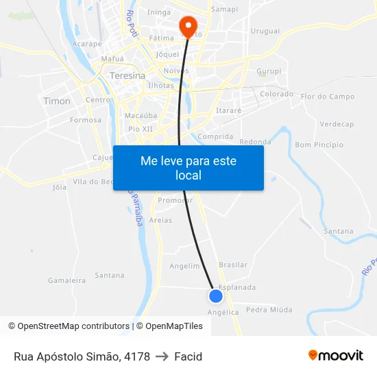 Rua Apóstolo Simão, 4178 to Facid map
