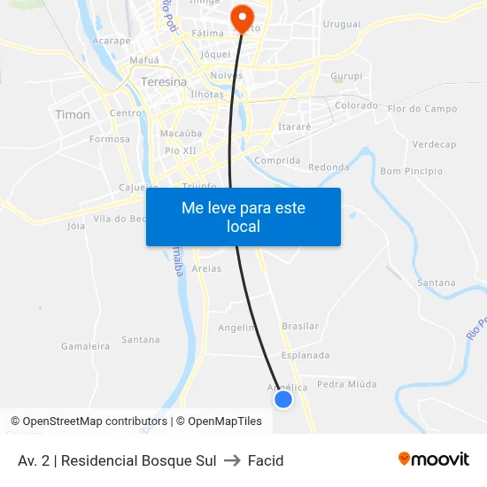 Av. 2 | Residencial Bosque Sul to Facid map