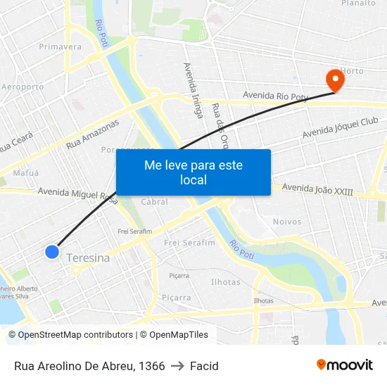 Rua Areolino De Abreu, 1366 to Facid map