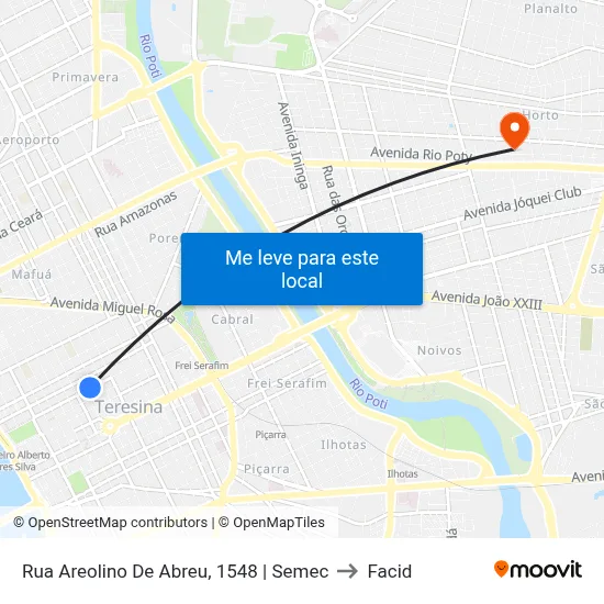 Rua Areolino De Abreu, 1548 | Semec to Facid map