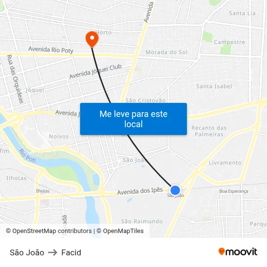São João to Facid map