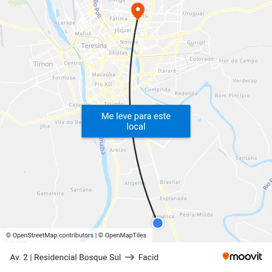Av. 2 | Residencial Bosque Sul to Facid map