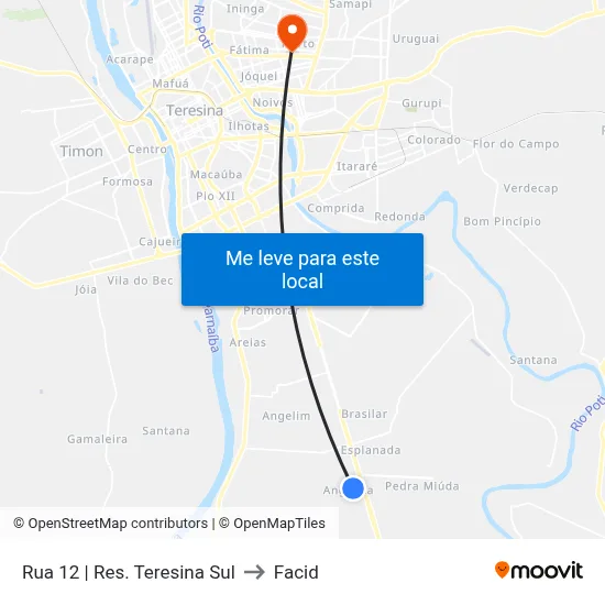 Rua 12 | Res. Teresina Sul to Facid map