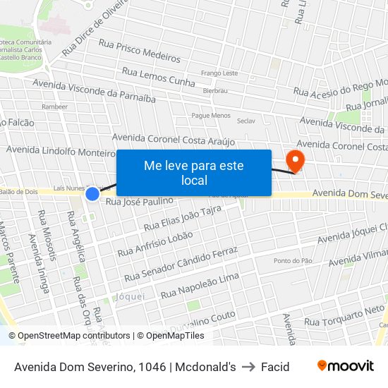 Avenida Dom Severino, 1046 | Mcdonald's to Facid map