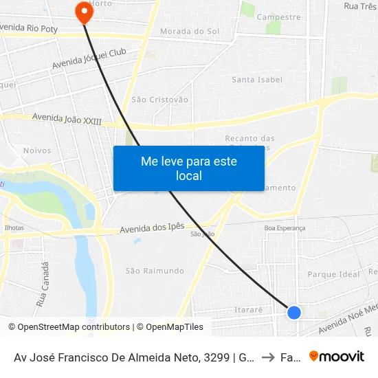 Av José Francisco De Almeida Neto, 3299 | Gilson Tintas to Facid map