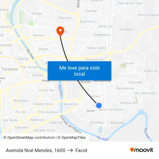 Avenida Noé Mendes, 1600 to Facid map