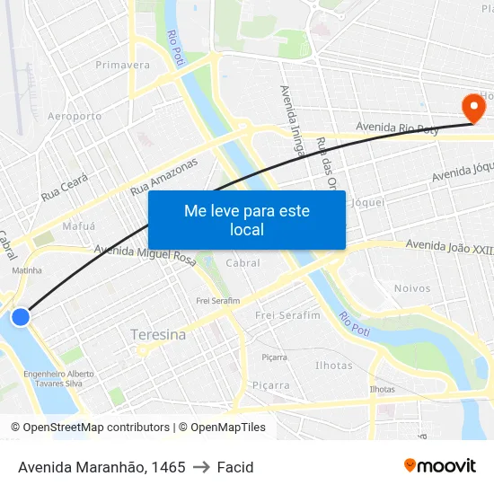 Avenida Maranhão, 1465 to Facid map