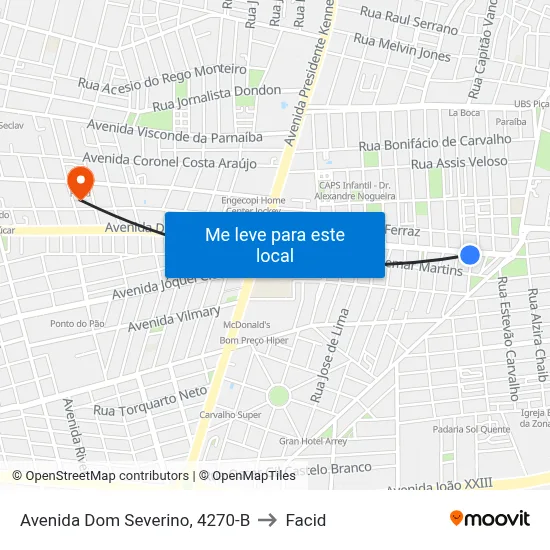 Avenida Dom Severino, 4270-B to Facid map