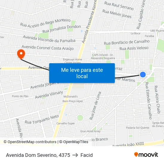 Avenida Dom Severino, 4375 to Facid map