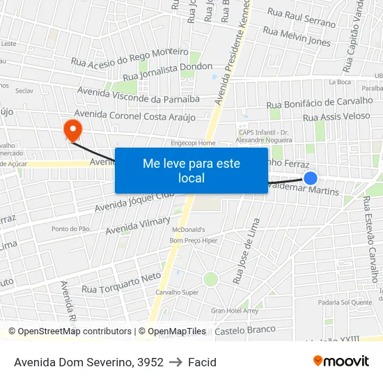 Avenida Dom Severino, 3952 to Facid map