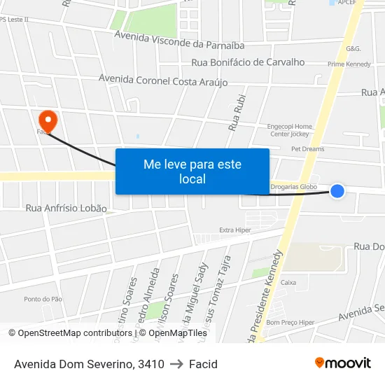 Avenida Dom Severino, 3410 to Facid map