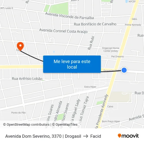 Avenida Dom Severino, 3370 | Drogasil to Facid map