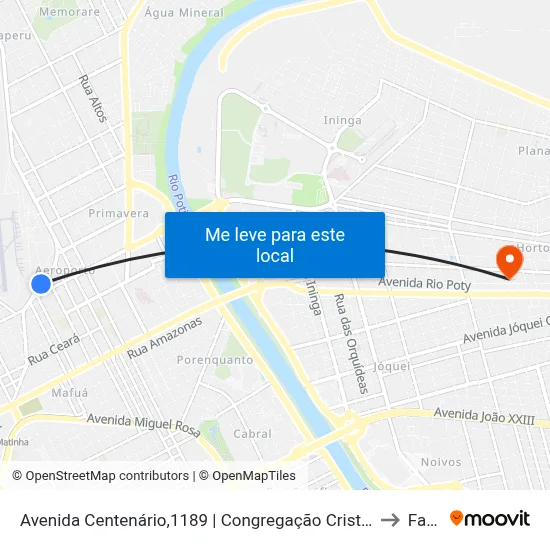 Avenida Centenário,1189 | Congregação Cristã No Brasil to Facid map