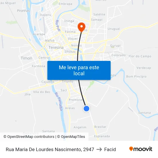 Rua Maria De Lourdes Nascimento, 2947 to Facid map