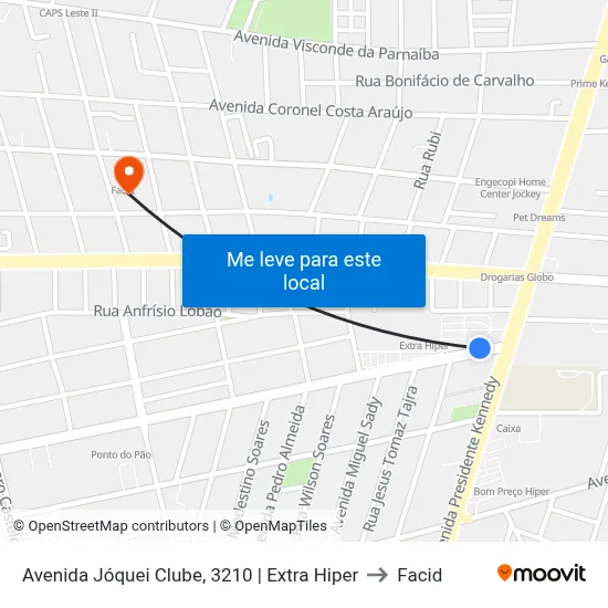Avenida Jóquei Clube, 3210 | Extra Hiper to Facid map
