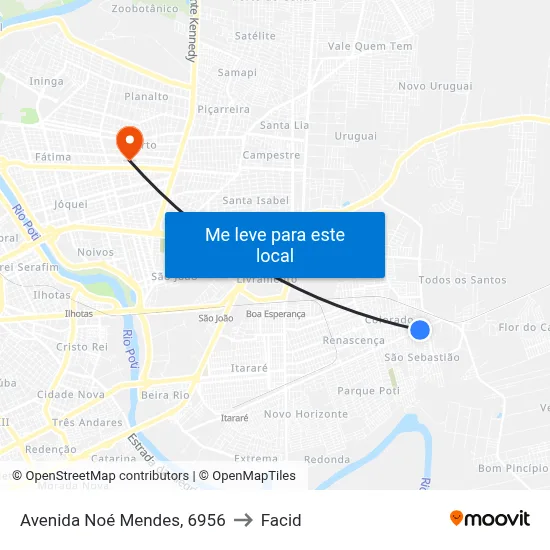 Avenida Noé Mendes, 6956 to Facid map