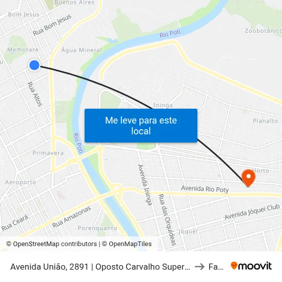 Avenida União, 2891 | Oposto Carvalho Supermercado to Facid map