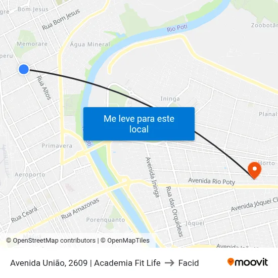 Avenida União, 2609 | Academia Fit Life to Facid map
