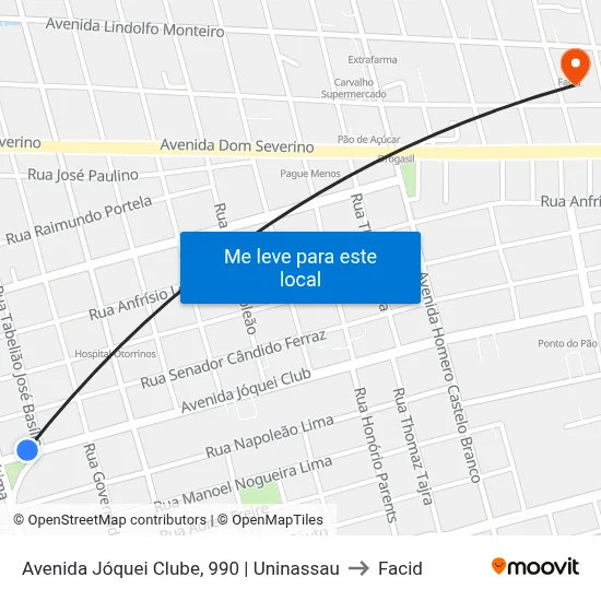Avenida Jóquei Clube, 990 | Uninassau to Facid map