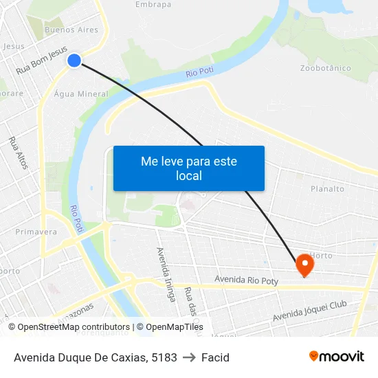 Avenida Duque De Caxias, 5183 to Facid map