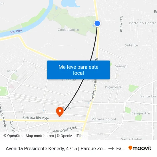Avenida Presidente Kenedy, 4715 | Parque Zoobotânico to Facid map