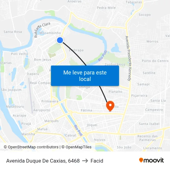Avenida Duque De Caxias, 6468 to Facid map
