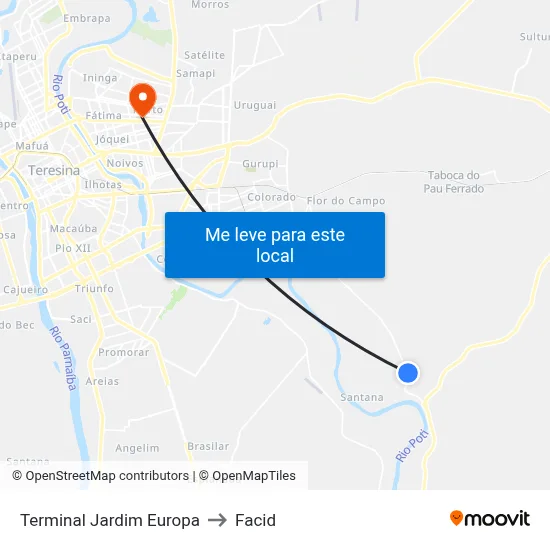 Terminal Jardim Europa to Facid map