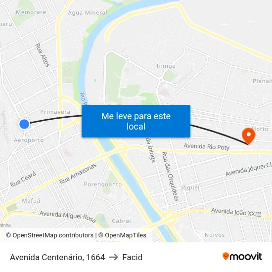 Avenida Centenário, 1664 to Facid map