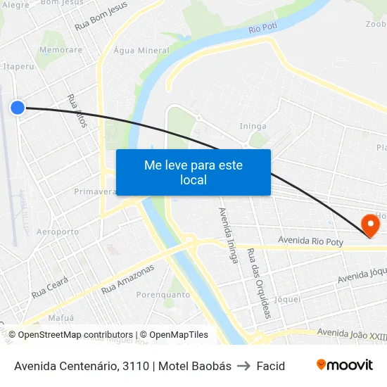 Avenida Centenário, 3110 | Motel Baobás to Facid map