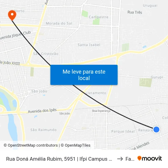 Rua Doná Amélia Rubim, 5951 | Ifpi Campus Dirceu Arcoverde to Facid map