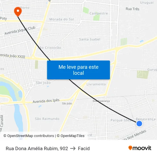 Rua Dona Amélia Rubim, 902 to Facid map