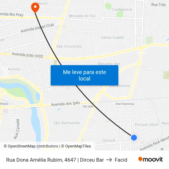 Rua Dona Amélia Rubim, 4647 | Dirceu Bar to Facid map
