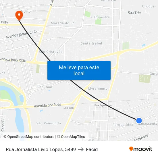 Rua Jornalista Lívio Lopes, 5489 to Facid map