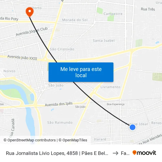 Rua Jornalista Lívio Lopes, 4858 | Pães E Beleza Panificadora to Facid map