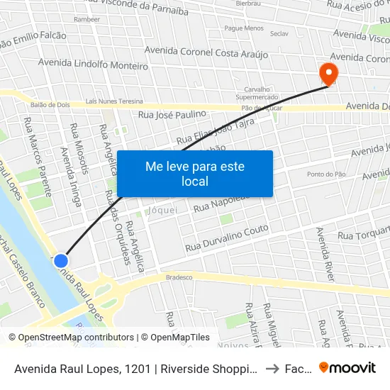 Avenida Raul Lopes, 1201 | Riverside Shopping to Facid map