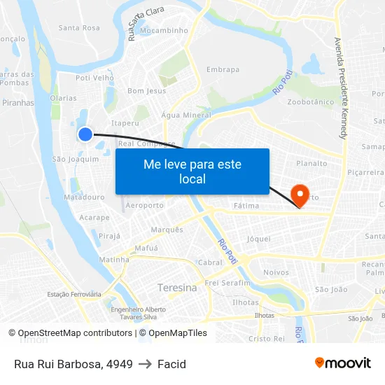 Rua Rui Barbosa, 4949 to Facid map