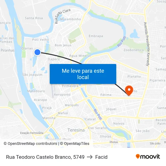 Rua Teodoro Castelo Branco, 5749 to Facid map