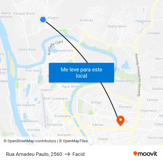 Rua Amadeu Paulo, 2560 to Facid map